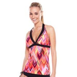 NWT Women's Nike Fire V-Neck Tankini Top red/yellow/pink/wh